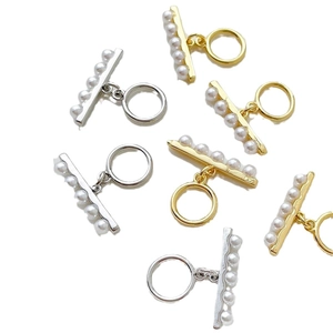 14k gold plated pearl OT toggle clasp connectors for DIY necklace and bracelet jewelry making