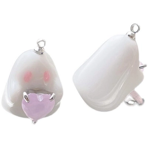 Ghost acrylic charms with pink heart gems for DIY jewelry necklaces and bracelets