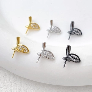 Pendente foglia placcato oro 14k con zirconi per creazione di gioielli fai-da-te