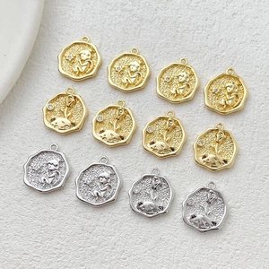 14k gold plated Le Petit Prince charm pendant with matte finish and rhinestone for DIY jewelry