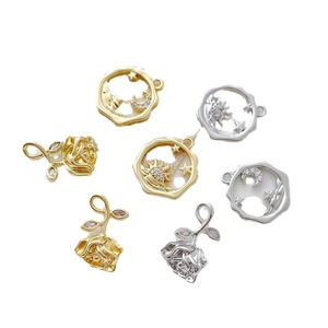 14k gold plated rose and celestial pendants set for DIY necklace jewelry making