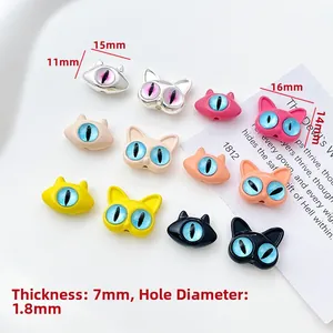 Detail of colorful cat monster beads for DIY jewelry with size and hole specifications