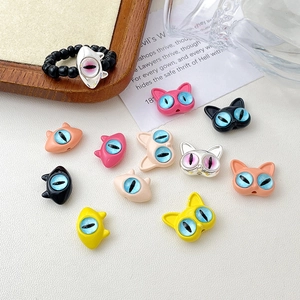Whimsical cartoon cat monster alloy beads for DIY jewelry bracelets and rings