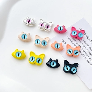 Cartoon Cat Monster Head Alloy Spacer Beads Eye Design DIY Jewelry Making Supplies For Bracelet Necklace Ring Accessories