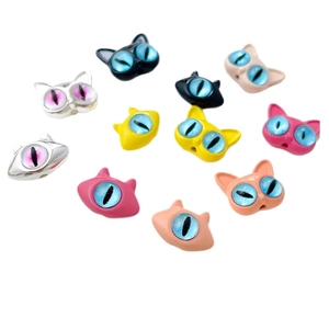DIY cartoon cat beads with colorful monster eyes for unique jewelry making projects