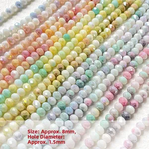 Dettaglio perline in vetro sfaccettate macaron 8mm con foro da 1,5mm per gioielli DIY