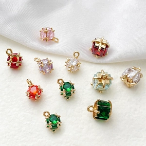 Ciondoli colorati in zircone cubico placcati oro 14k per creazione gioielli fai-da-te
