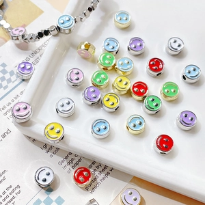 Colorful enamel smiley face beads for DIY handmade bracelet and necklace jewelry making