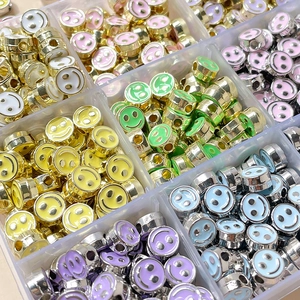 Colorful smiley face alloy beads in various colors for DIY jewelry making and crafts