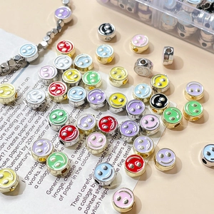 Colorful enamel smiley face beads for DIY jewelry making necklaces and bracelets