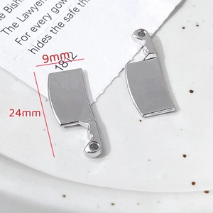 Détails de breloques couperet argenté de 24 mm pour bijoux DIY avec dimensions