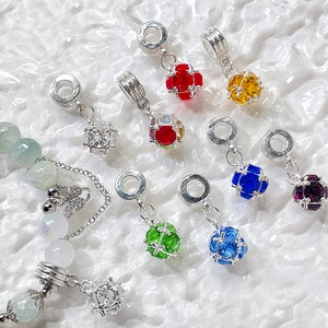 Colorful zircon crystal sphere pendants and beaded bracelet for DIY jewelry making