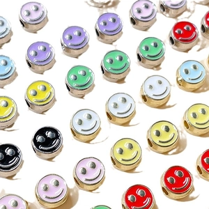 Colorful enamel smiley face beads for DIY handmade jewelry bracelets and necklaces