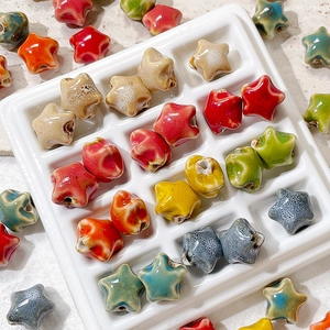 Colorful ceramic star-shaped loose beads for handmade jewelry DIY necklaces and bracelets