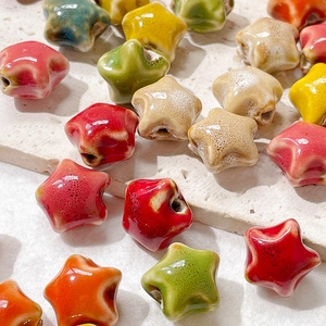 Colorful ceramic star beads with glossy finish for DIY jewelry and necklaces