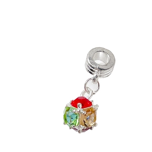 Colorful zircon ball pendant with silver ring for DIY jewelry making and bracelets
