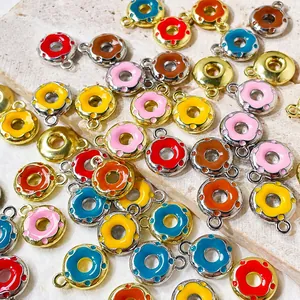 DIY Alloy Donut Pendants Colorful Enamel Drip Oil Charms For Necklace Bracelet Earrings Jewelry Making Findings Accessories