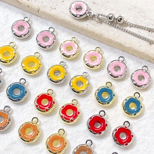 Colorful enamel donut charms in alloy for DIY jewelry necklaces and earrings