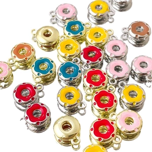Colorful enamel doughnut alloy charms for DIY necklaces and handmade bracelets