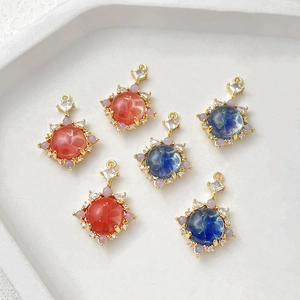 Pendente a Forma di Pianeta in Rame con Zirconia Placcato Oro per Donna Fai-da-te Collana Orecchini Accessori per Gioielli