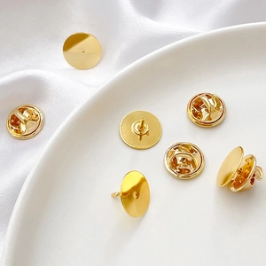 Gold-plated pearl pin backing set with butterfly clutch clasp for DIY brooch accessories