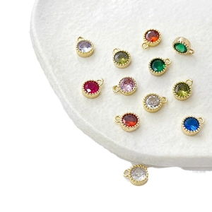 Colgantes redondos de circón chapados en oro 14k para creación de joyas y collares DIY