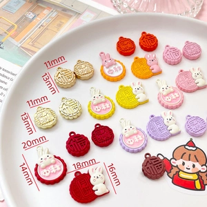 Assorted rabbit and mooncake resin charms for DIY jewelry making in various sizes