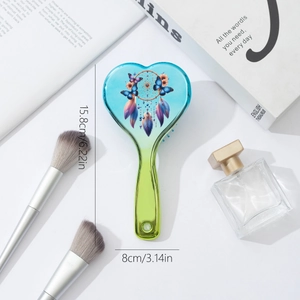 Bohemian heart-shaped hair brush with butterfly and dreamcatcher pattern 15.8x8cm