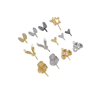 Gold plated cubic zirconia crown and rabbit ear DIY jewelry connector accessories