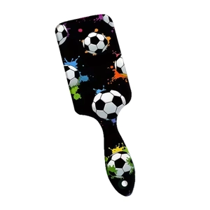Soccer pattern hair paddle brush with air cushion for scalp massage and smooth styling
