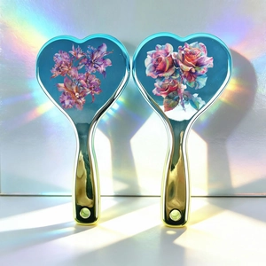 Heart Shaped Air Cushion Hairbrush For Women Girls Electroplated Floral Pattern Detangling Massage Comb Hair Styling Tool