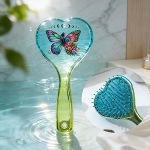 Butterfly Print Heart Shaped Air Cushion Hairbrush Scalp Massage Detangling Hair Comb Women Professional Styling Tool