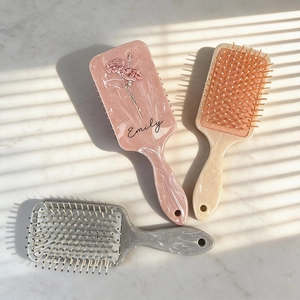 Floral marble pattern hairbrush set with air cushion massage bristles for women