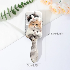 Brosse à cheveux motif chat pour massage du cuir chevelu et coiffage 21.5x7cm