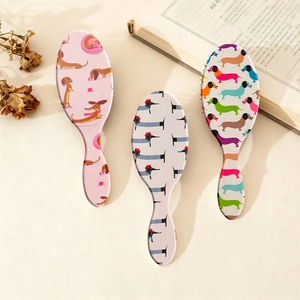 Lot de 3 brosses à cheveux à coussin d'air avec motifs de teckels mignons en dessin animé