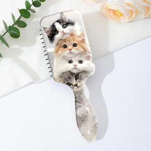 Brosse à cheveux pneumatique avec motif de chat mignon pour massage et démêlage