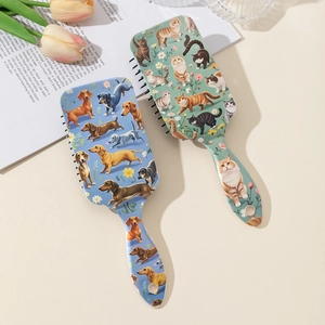 Cartoon Animal Printed Air Cushion Hair Brush ABS Paddle Massage Comb For Women Hair Care Dachshund Cat Pattern Styling Tool