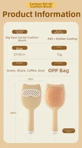Detailed product specs of cute cat air cushion massager comb with ABS rubber finish