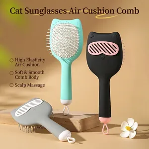 Cute Cartoon Cat Air Cushion Hair Brush Portable Scalp Massage Comb For Women Girls Anti-static Detangling Plastic Hairbrush Home Daily Styling Tool
