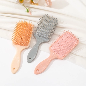 Square marble texture air cushion hairbrush set in pink, orange, and grey colors