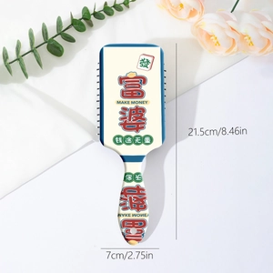 Cute cartoon massage hairbrush with money-themed graphics and portable air cushion