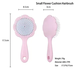 Brosse à cheveux pneumatique rose en forme de fleur pour massage, taille 17,5x8,5 cm