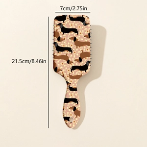 Brosse à cheveux motif teckel mignon avec manche de 21,5 cm pour massage et démêlage