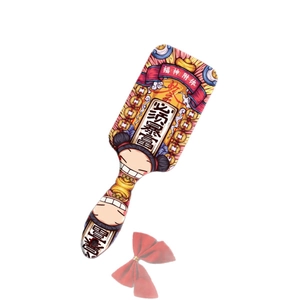 Brosse de massage pneumatique style chinois avec motif cheval et nœud papillon rouge