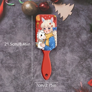 Brosse à cheveux à coussin d'air rouge avec motif anime et poney pour massage du cuir