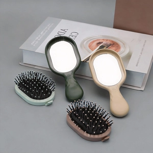 Portable air cushion hairbrush and makeup mirror set in four stylish colors