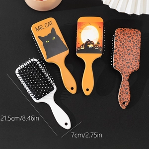 Antistatische Halloween Haarbürsten mit Orangen Kürbis und Katzenmotiven für Damen