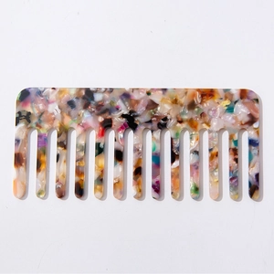 Colorful acetate wide tooth comb with tortoiseshell pattern for curly hair styling