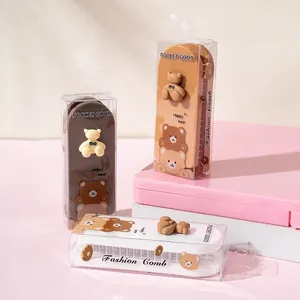 Cute cartoon bear portable folding comb in gift box available in various warm colors