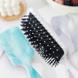 White and blue marble pattern air cushion hairbrushes for daily scalp massage and detangling